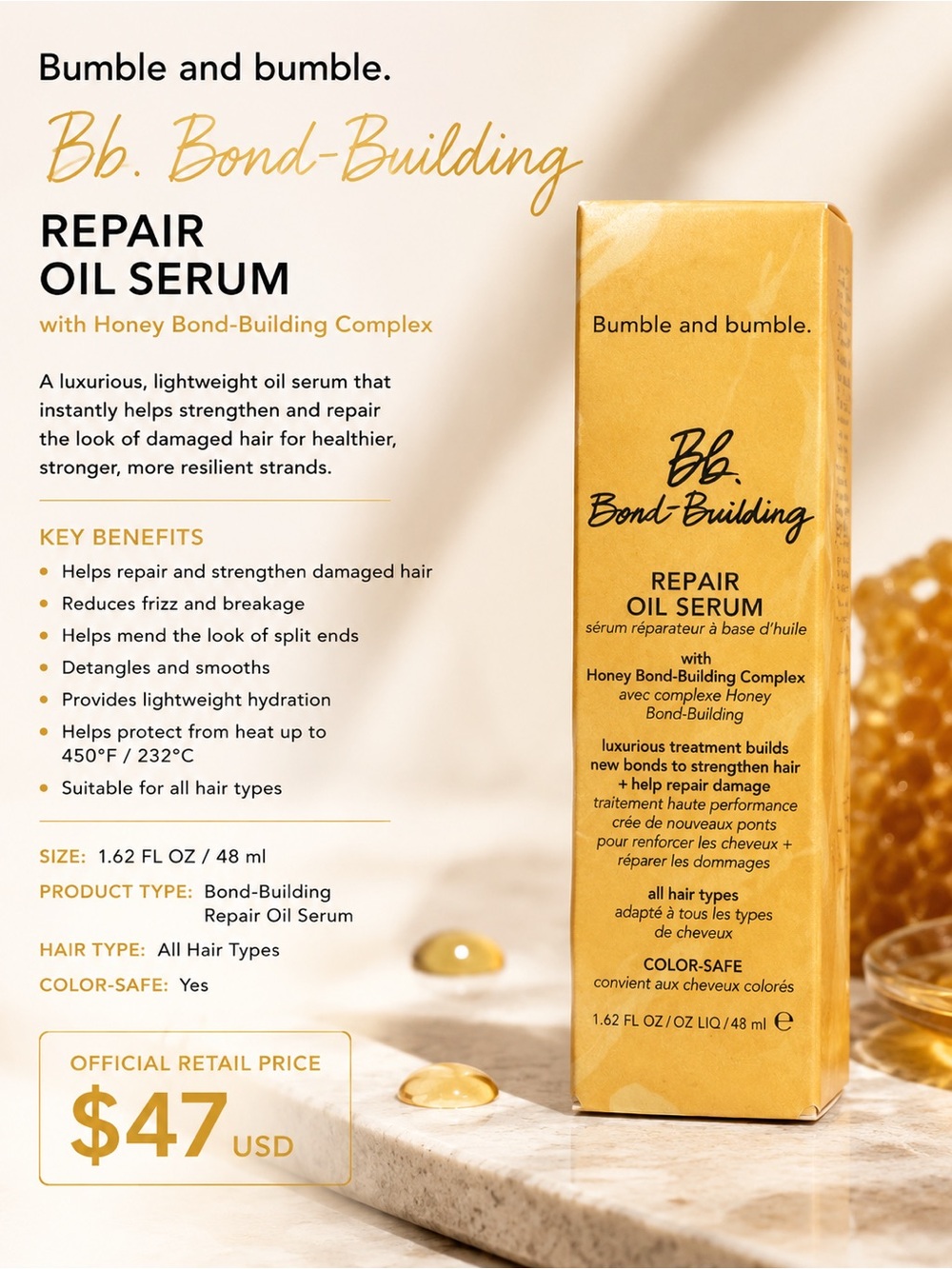 Bumble and bumble. Bb. Bond-Building Repair Oil Serum-48ml/1.62 fl.oz